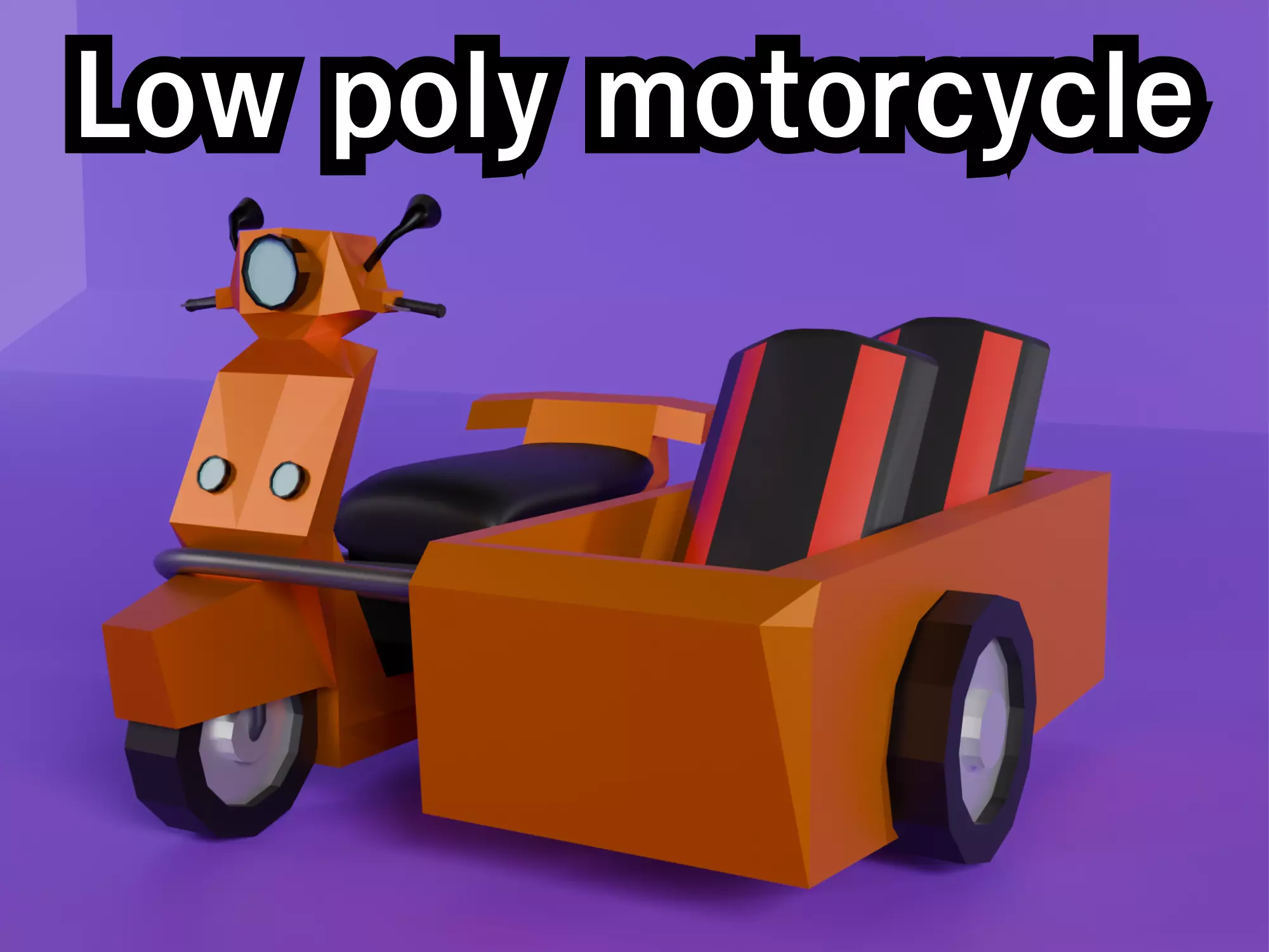  Low Poly  motorcycle with Sidecar  Low-poly 3D model_0