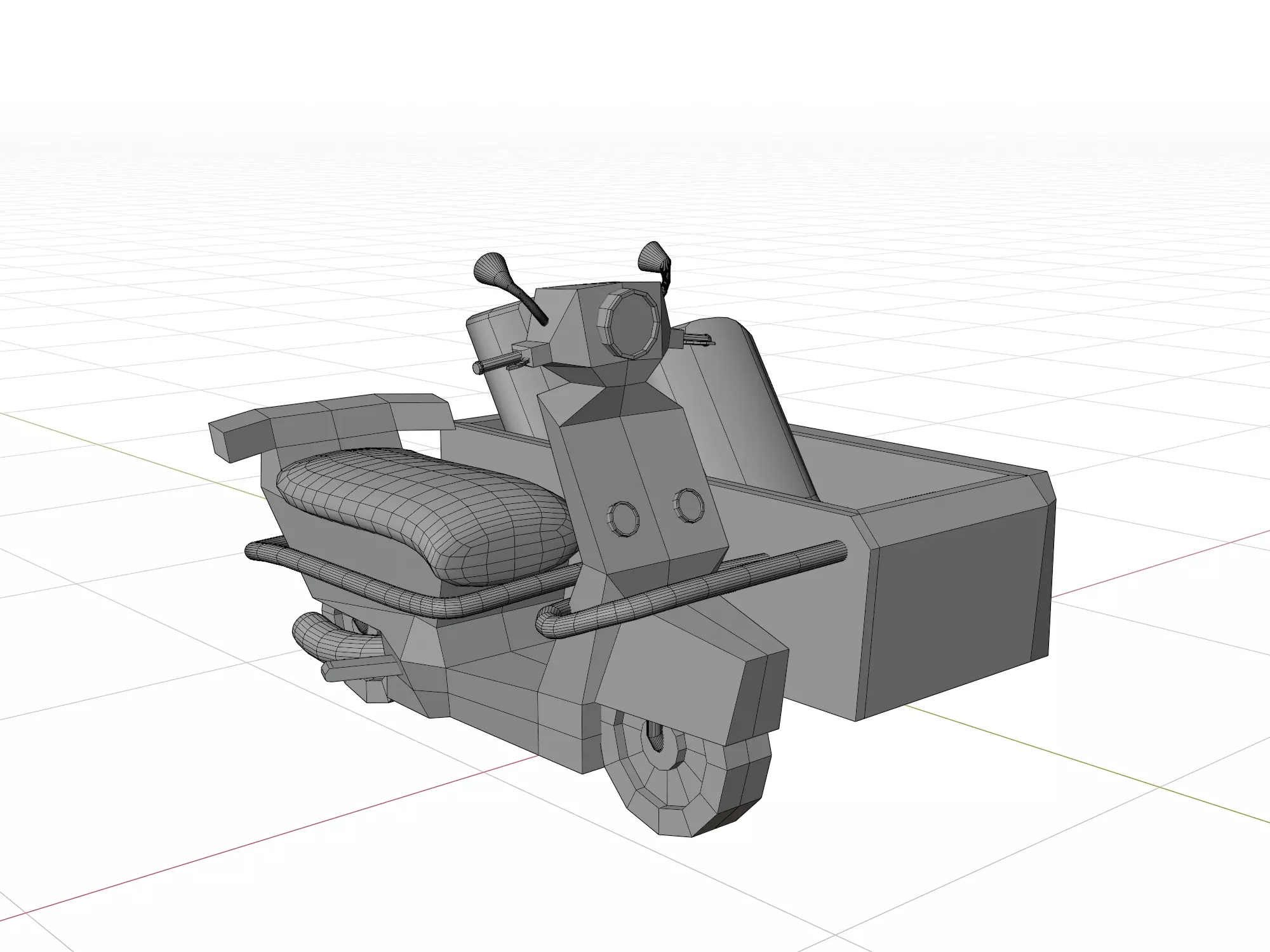  Low Poly  motorcycle with Sidecar  Low-poly 3D model_7