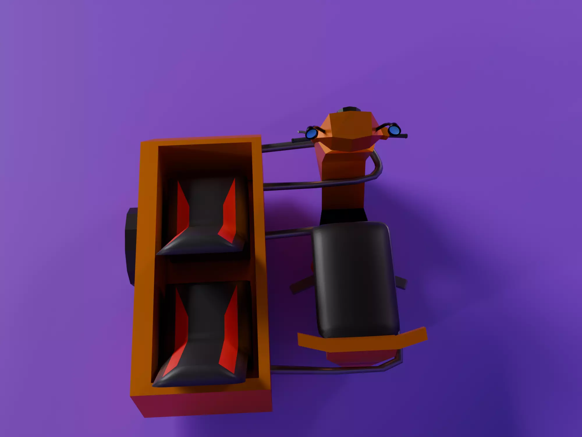  Low Poly  motorcycle with Sidecar  Low-poly 3D model_16