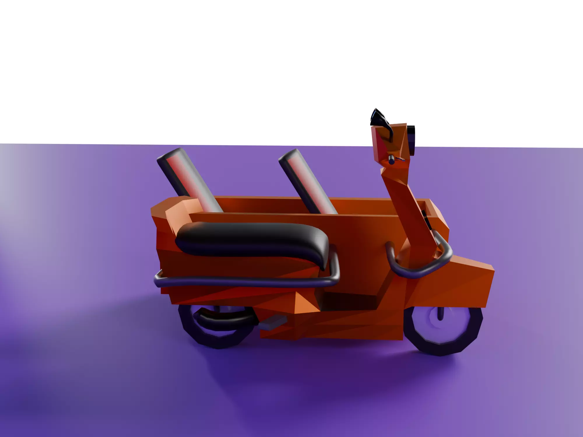 Low Poly  motorcycle with Sidecar  Low-poly 3D model_8