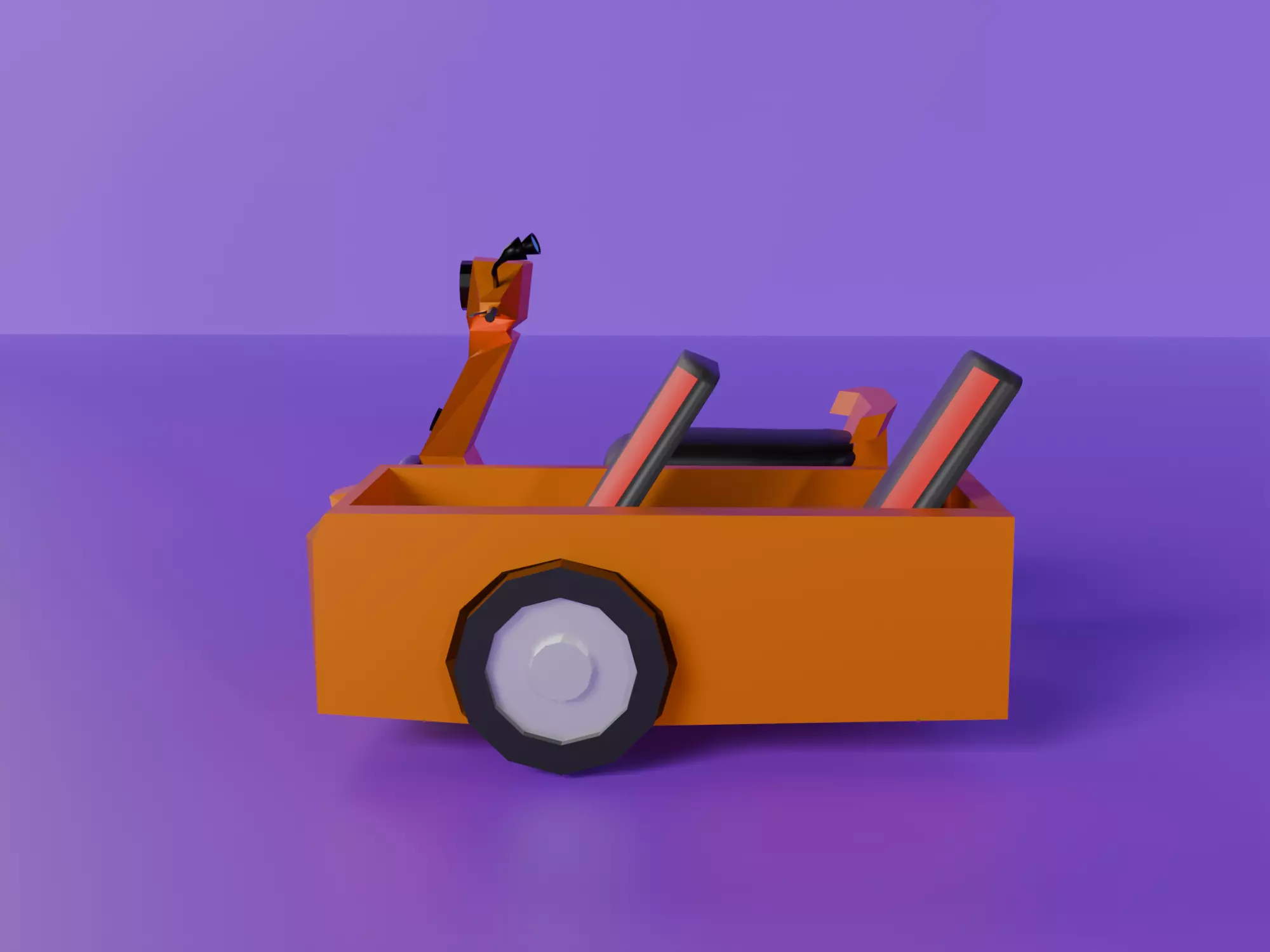  Low Poly  motorcycle with Sidecar  Low-poly 3D model_14