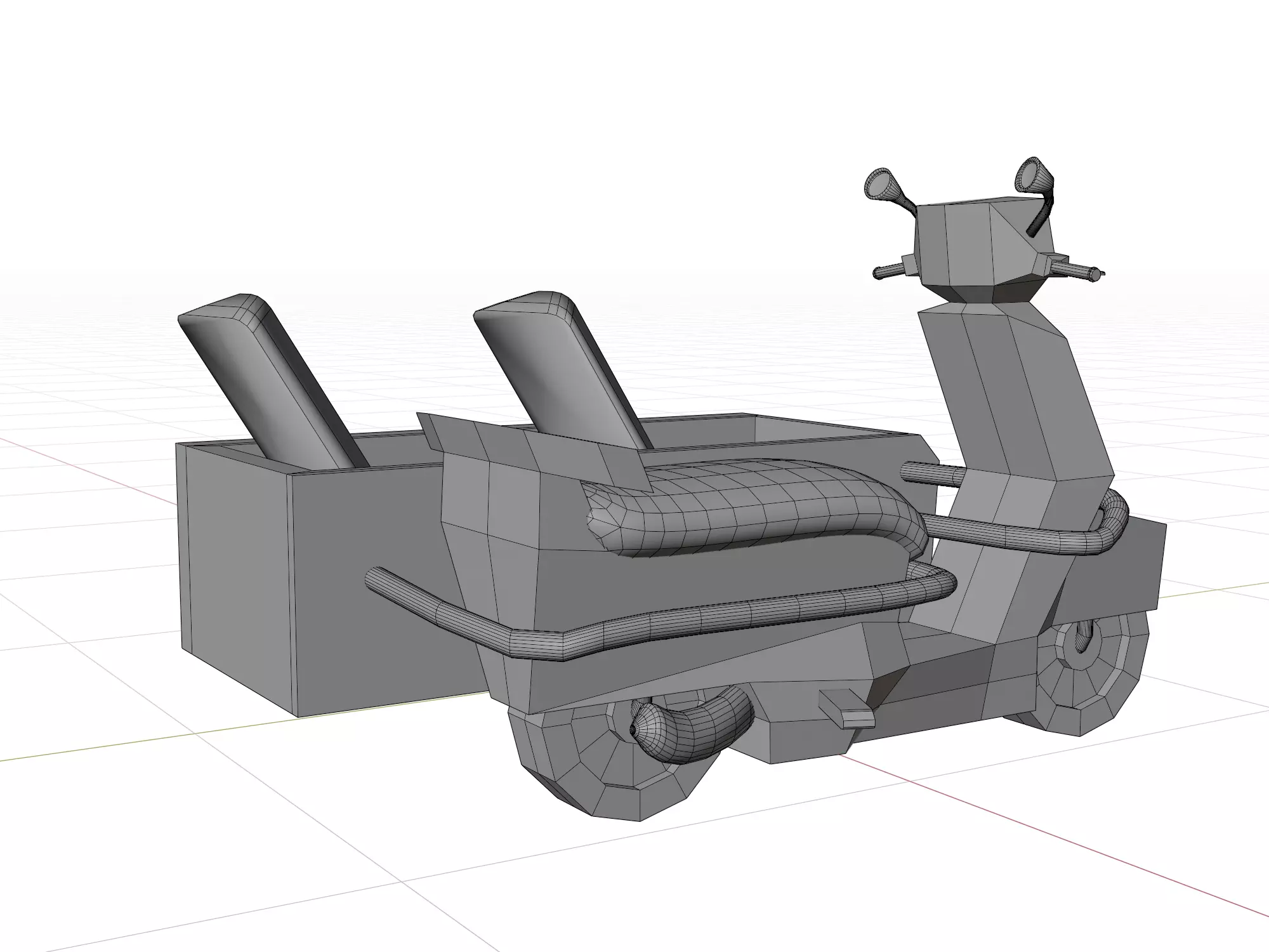  Low Poly  motorcycle with Sidecar  Low-poly 3D model_11