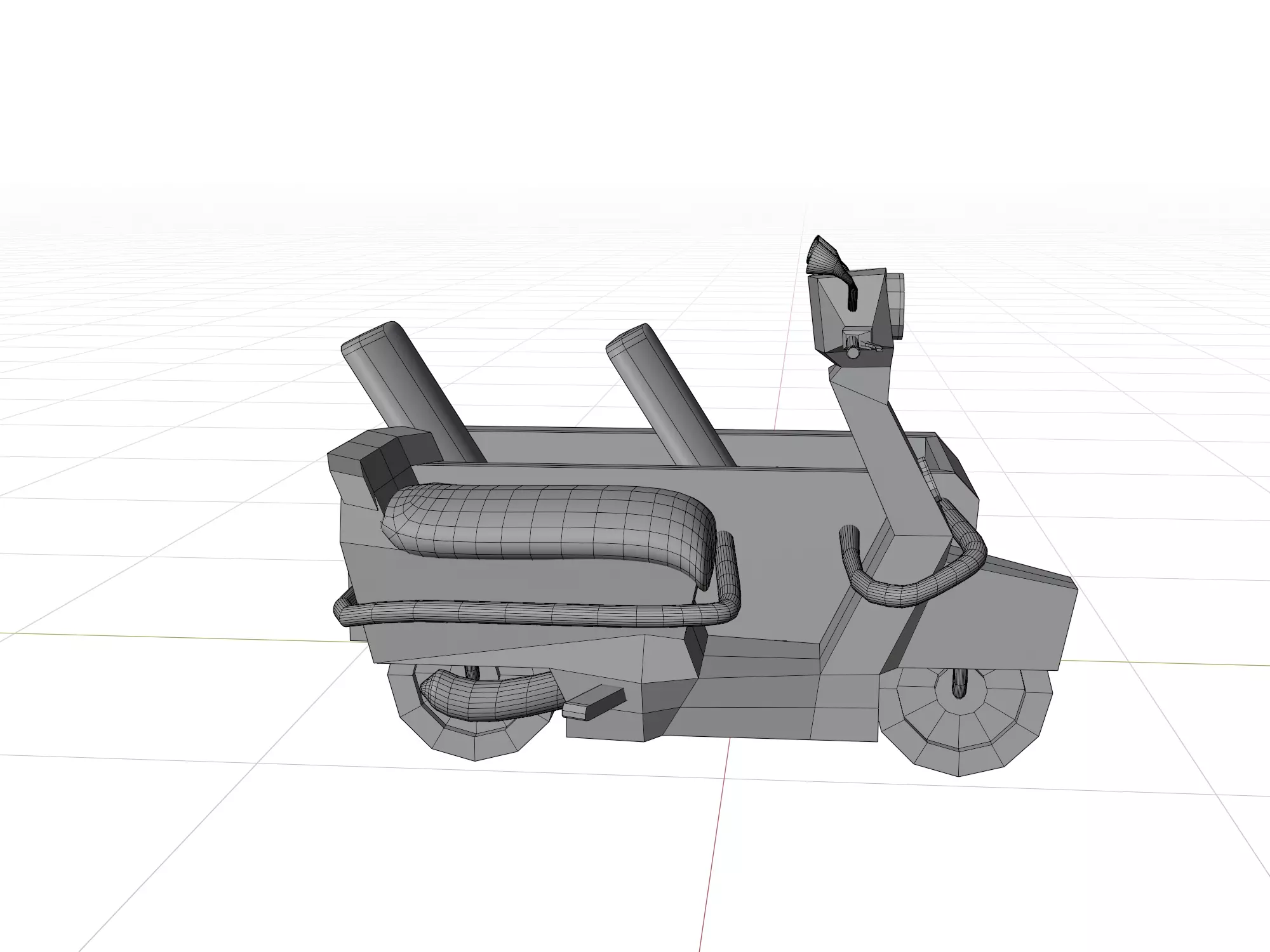  Low Poly  motorcycle with Sidecar  Low-poly 3D model_9