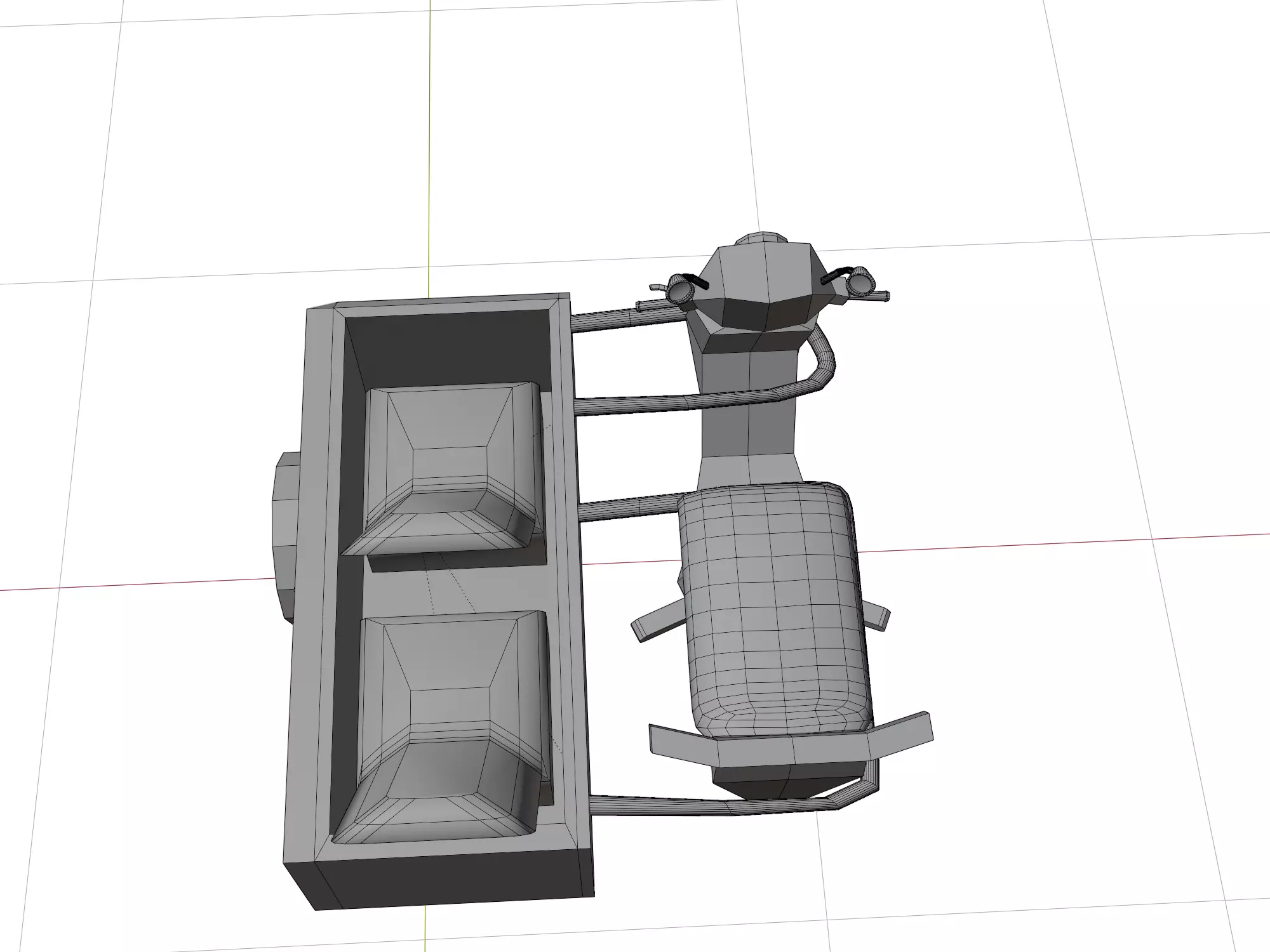  Low Poly  motorcycle with Sidecar  Low-poly 3D model_17