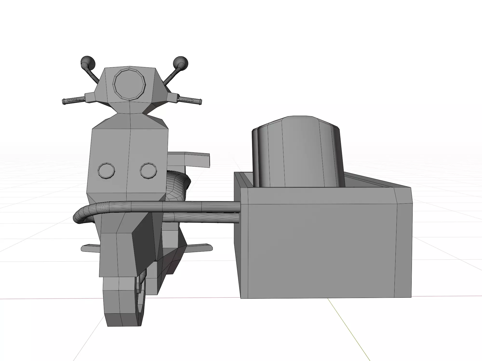  Low Poly  motorcycle with Sidecar  Low-poly 3D model_3