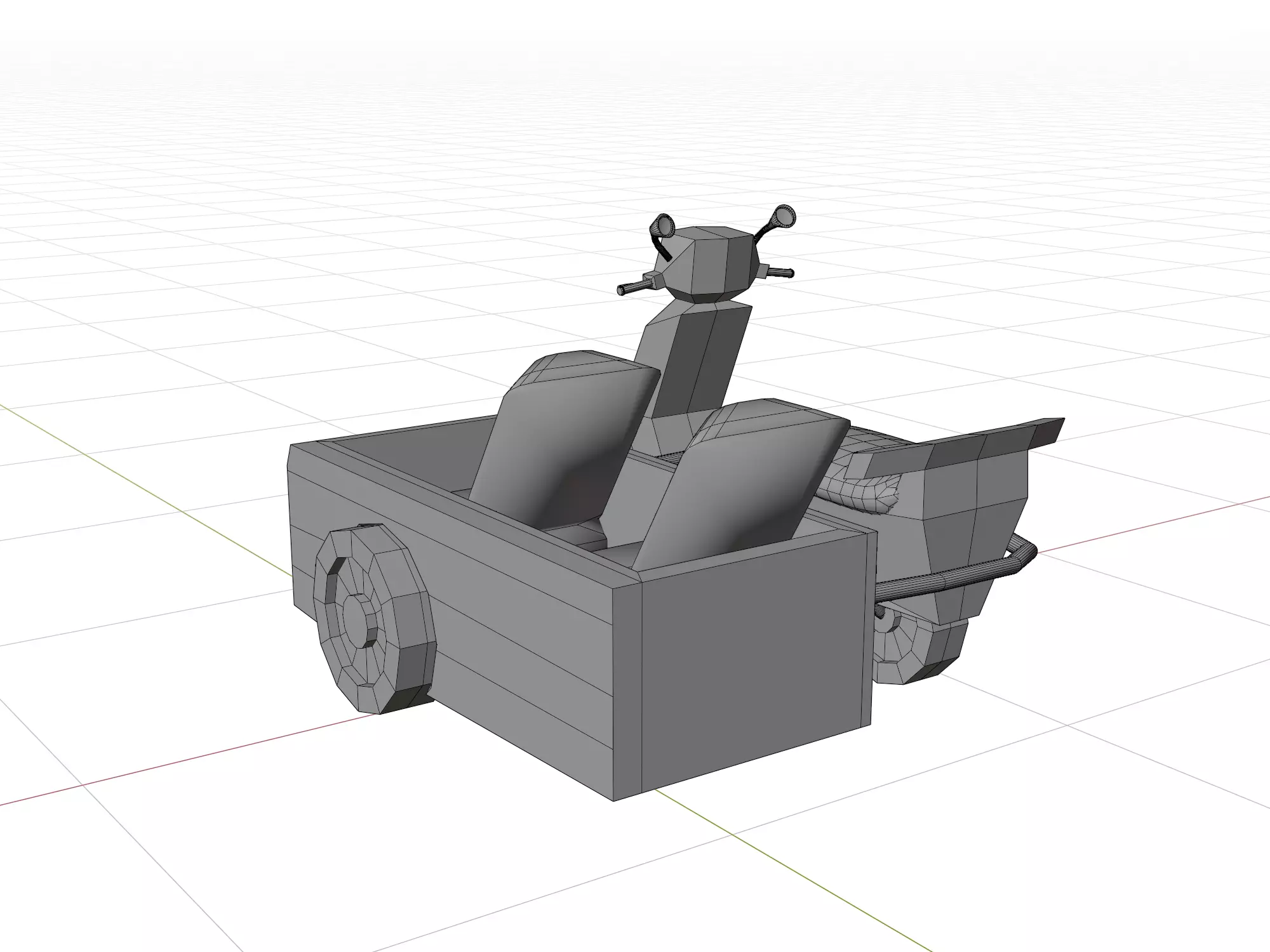  Low Poly  motorcycle with Sidecar  Low-poly 3D model_13