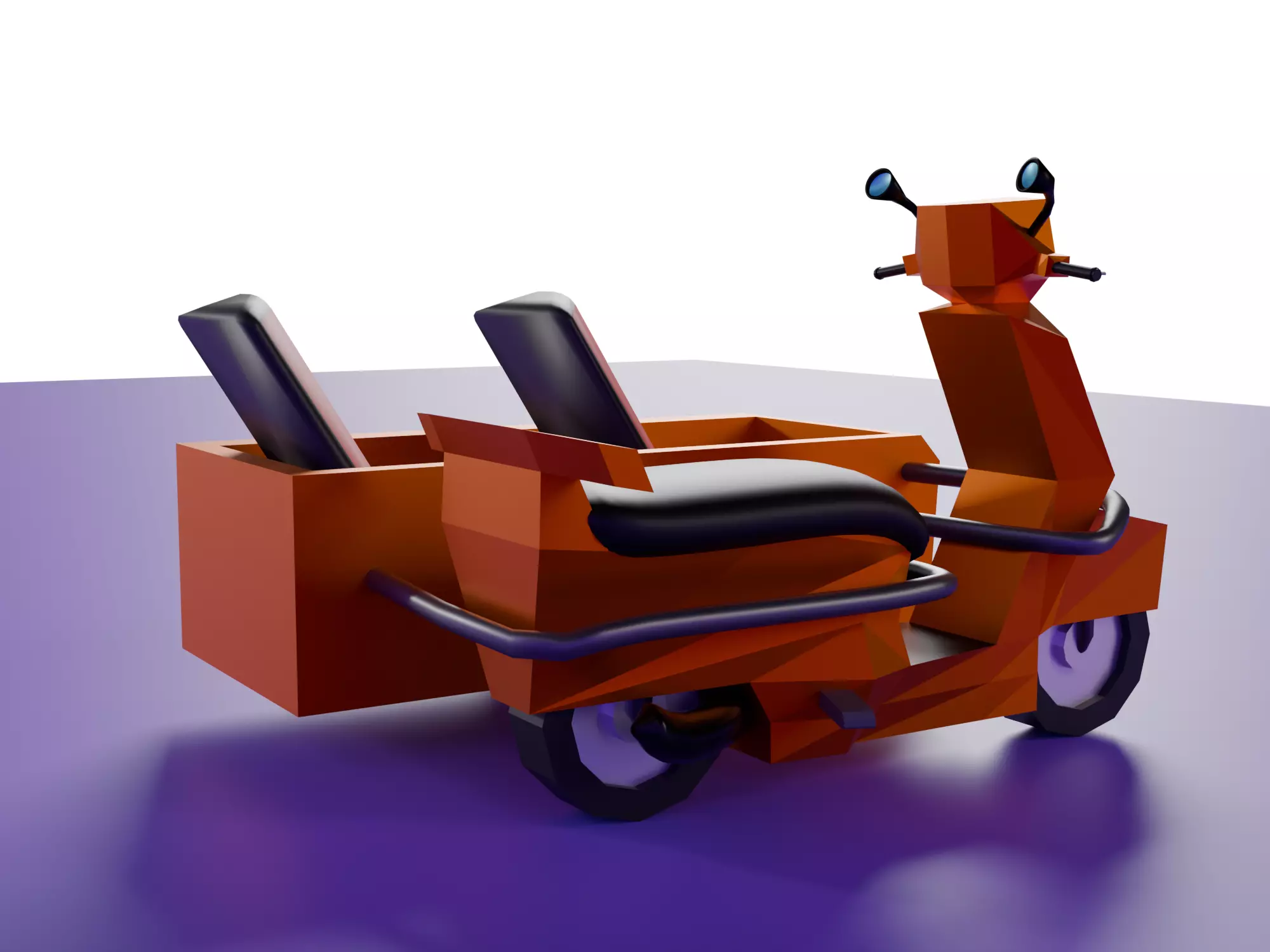  Low Poly  motorcycle with Sidecar  Low-poly 3D model_10