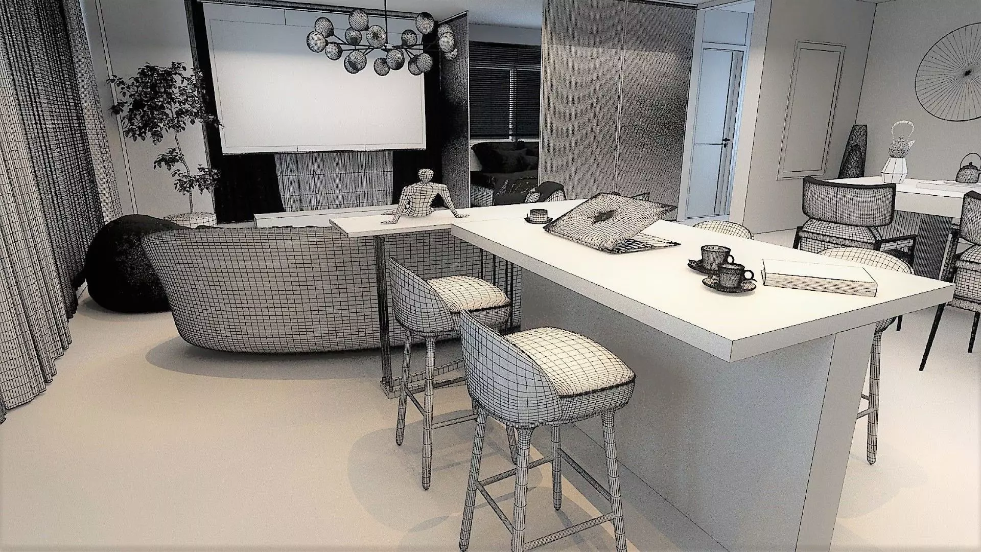 Studio Apartment Design 3D model_23
