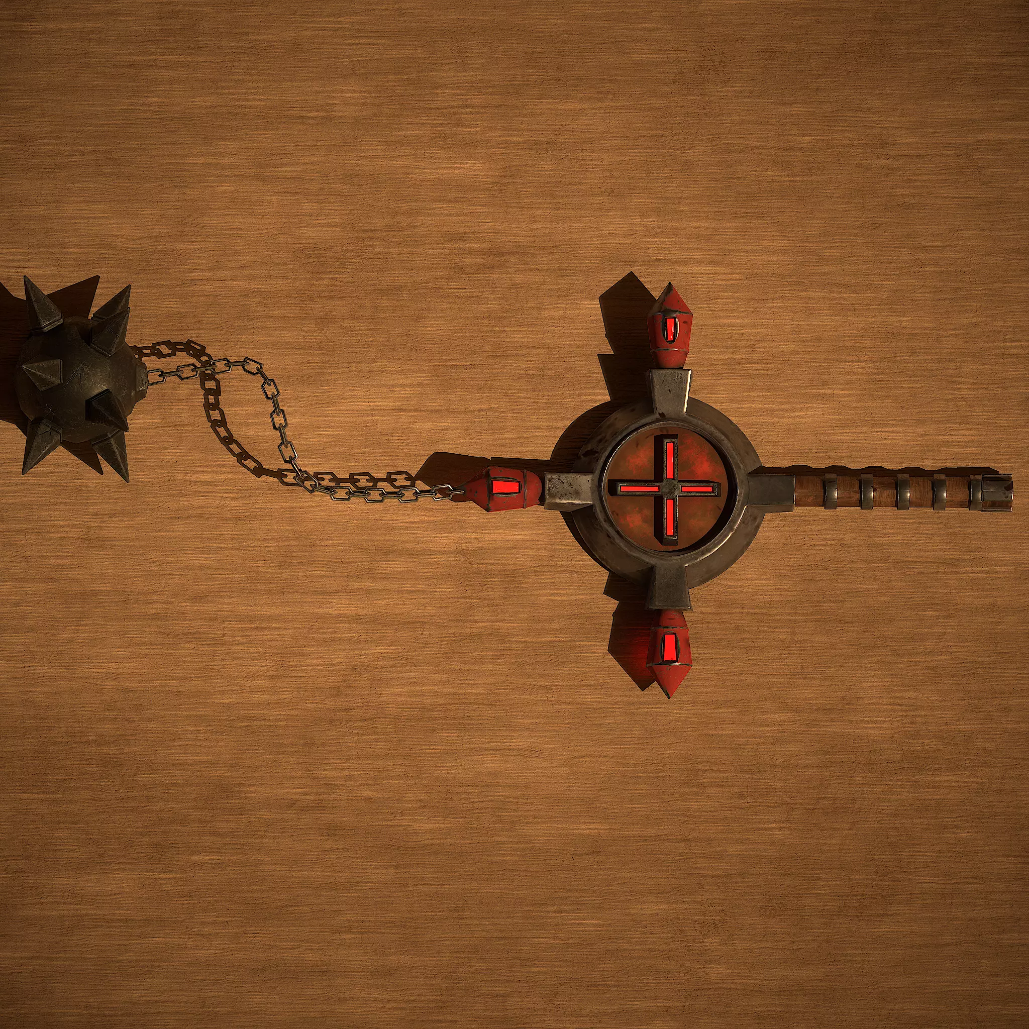 Game-Ready Blood Cross Flail Low-poly 3D model_0