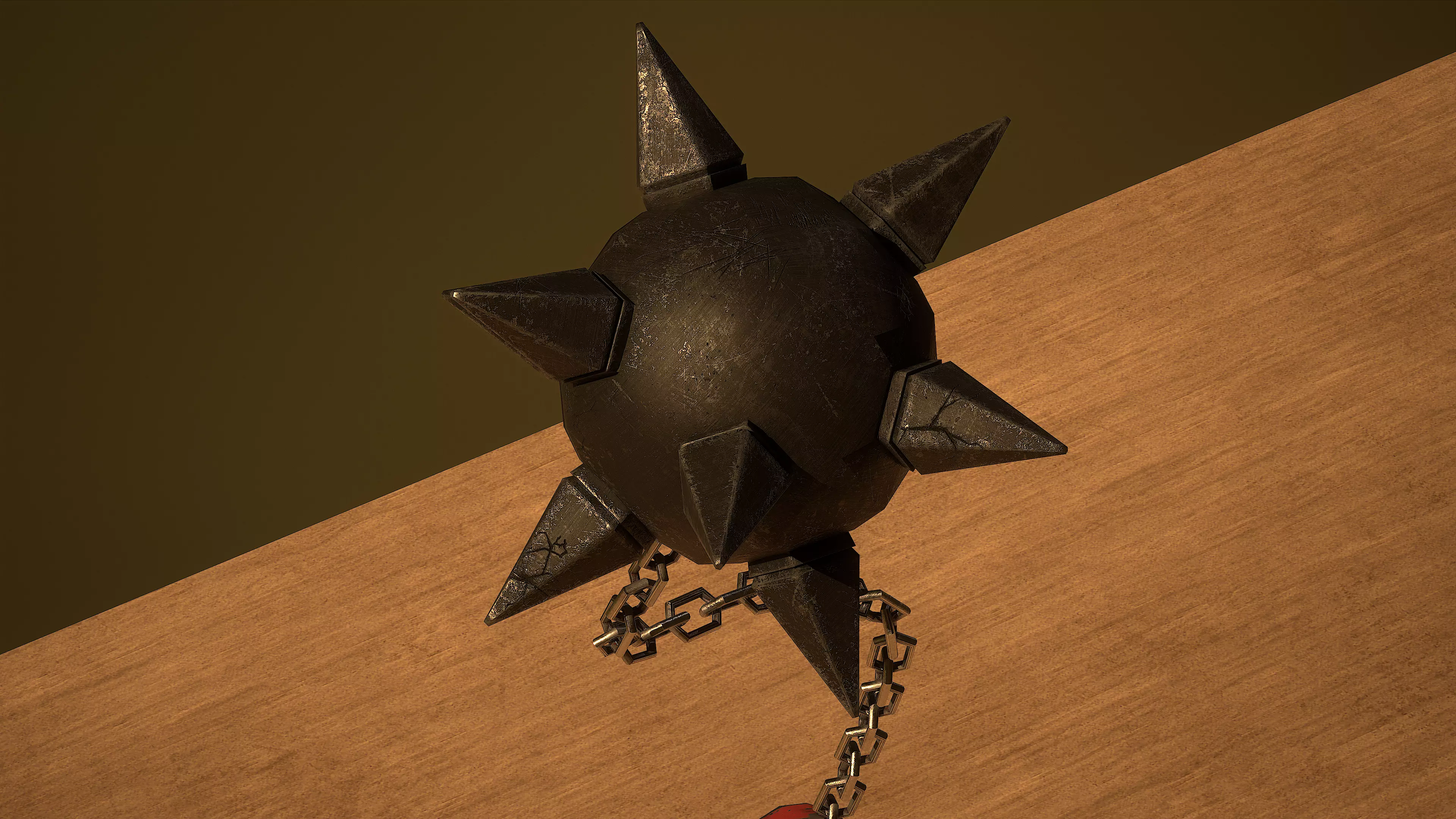 Game-Ready Blood Cross Flail Low-poly 3D model_2