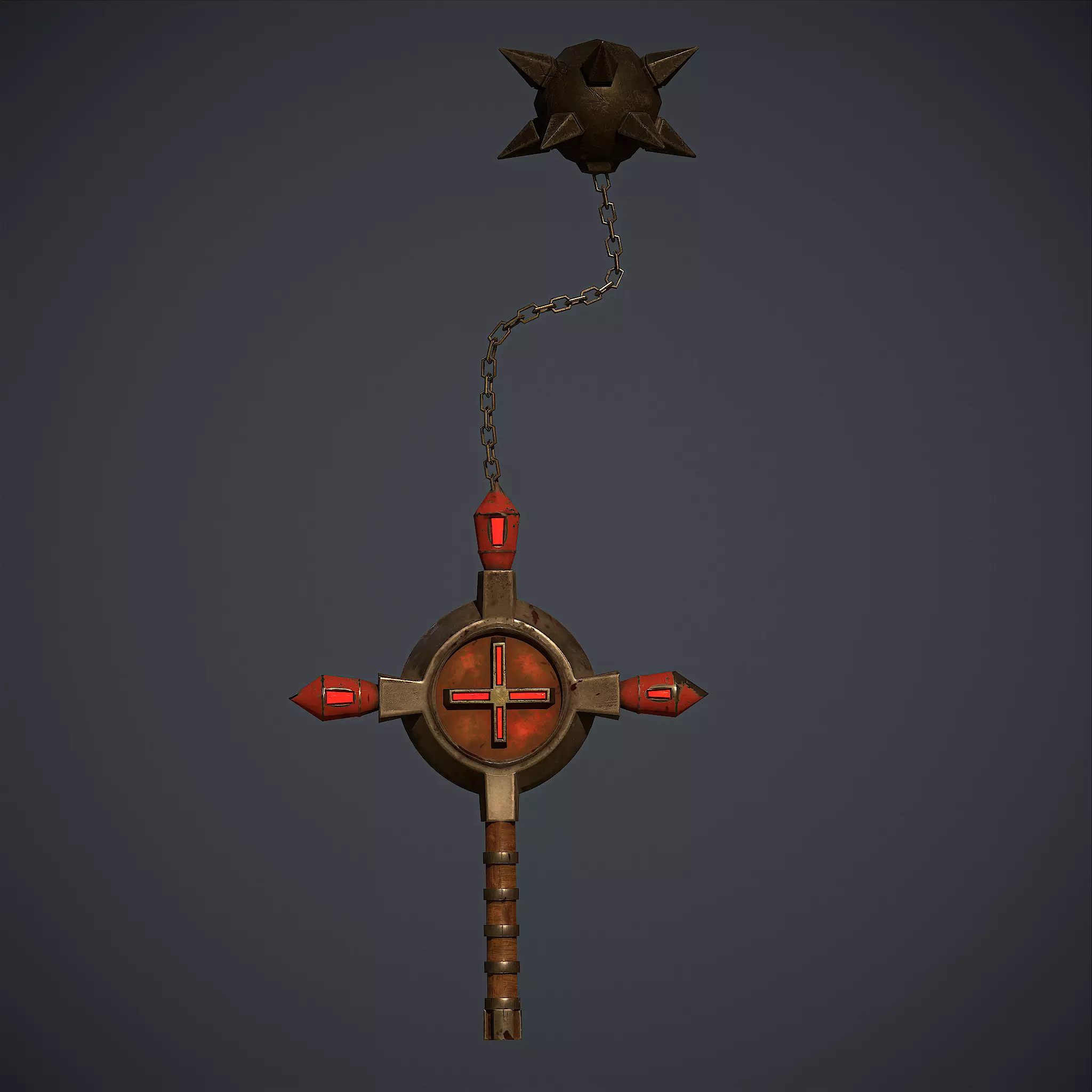 Game-Ready Blood Cross Flail Low-poly 3D model_3
