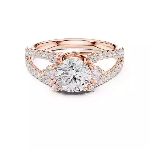 1CT Round Cut Split Shank Engagement Ring ALL SIZES STL Video 3D print model