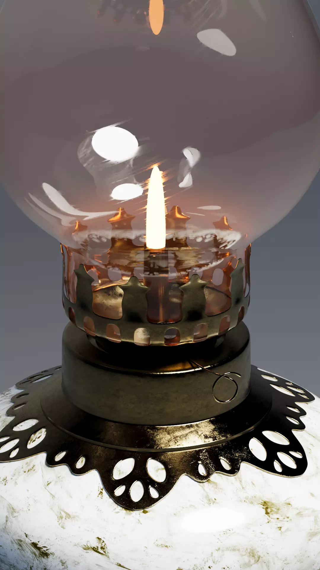 Indochina Vintage Oil Lamp 3D Model 3D model_2
