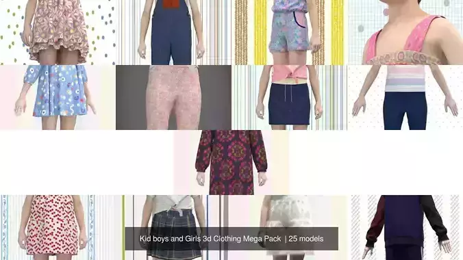 Kid boys and Girls 3d Clothing Mega Pack 