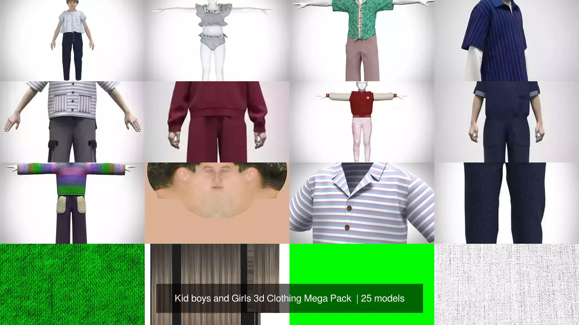 Kid boys and Girls 3d Clothing Mega Pack 3D Model Collection_3