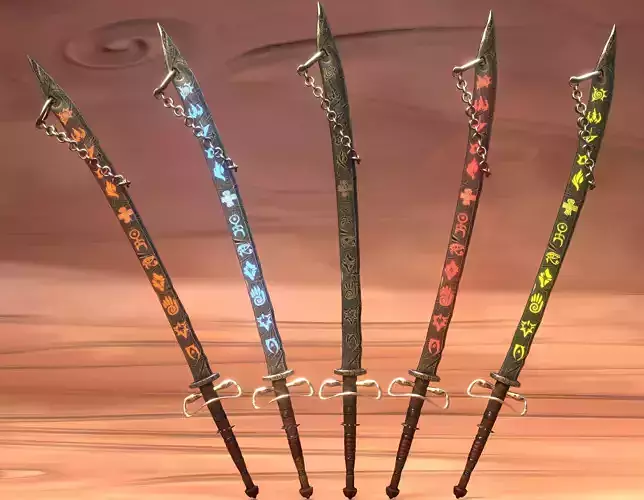 Elemental Runic Sword Pack - 5 Game-Ready Variant