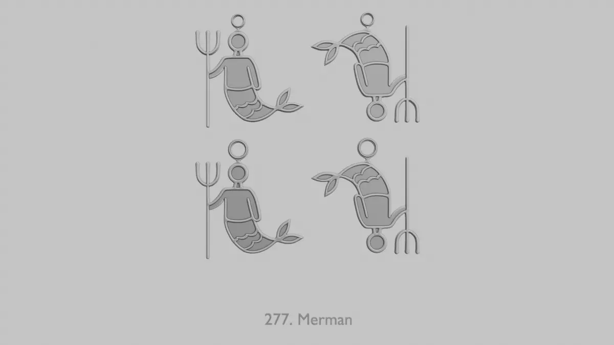 Character Icon Pendants Full Body Action Free 3D model_2