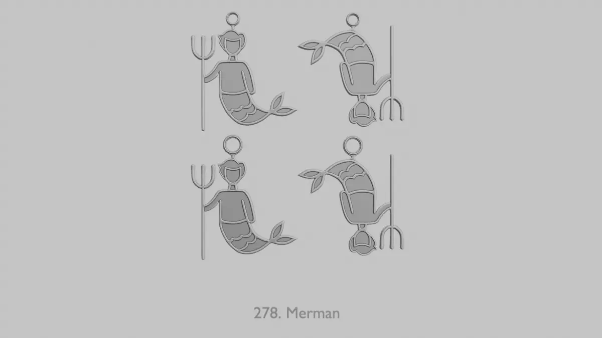 Character Icon Pendants Full Body Action Free 3D model_3