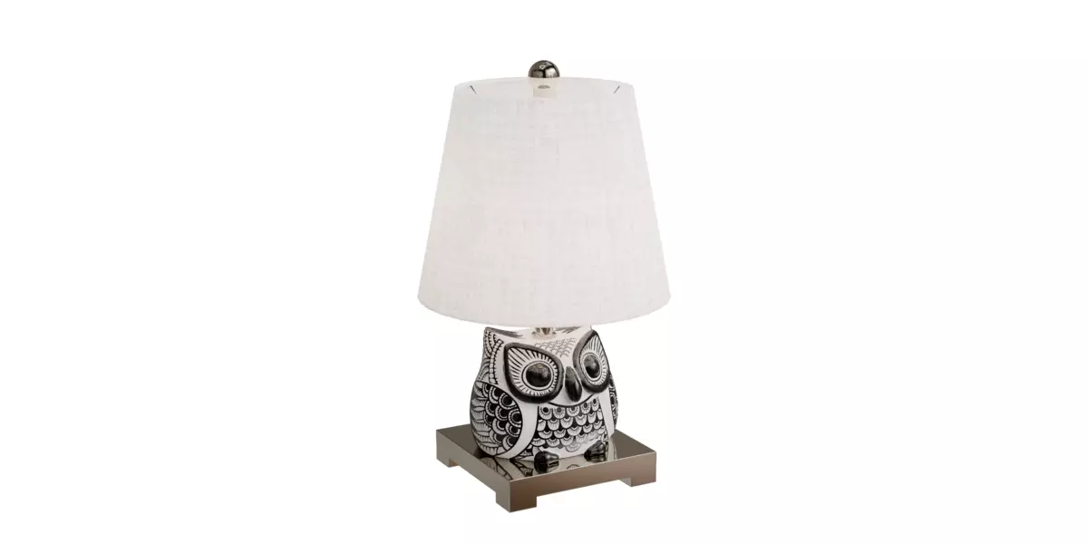 Owl Ceramic Mini LED Table Lamp Free low-poly 3D model_0