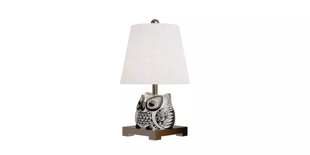 Owl Ceramic Mini LED Table Lamp Free low-poly 3D model_3