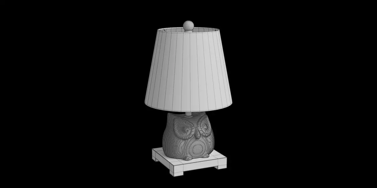Owl Ceramic Mini LED Table Lamp Free low-poly 3D model_1