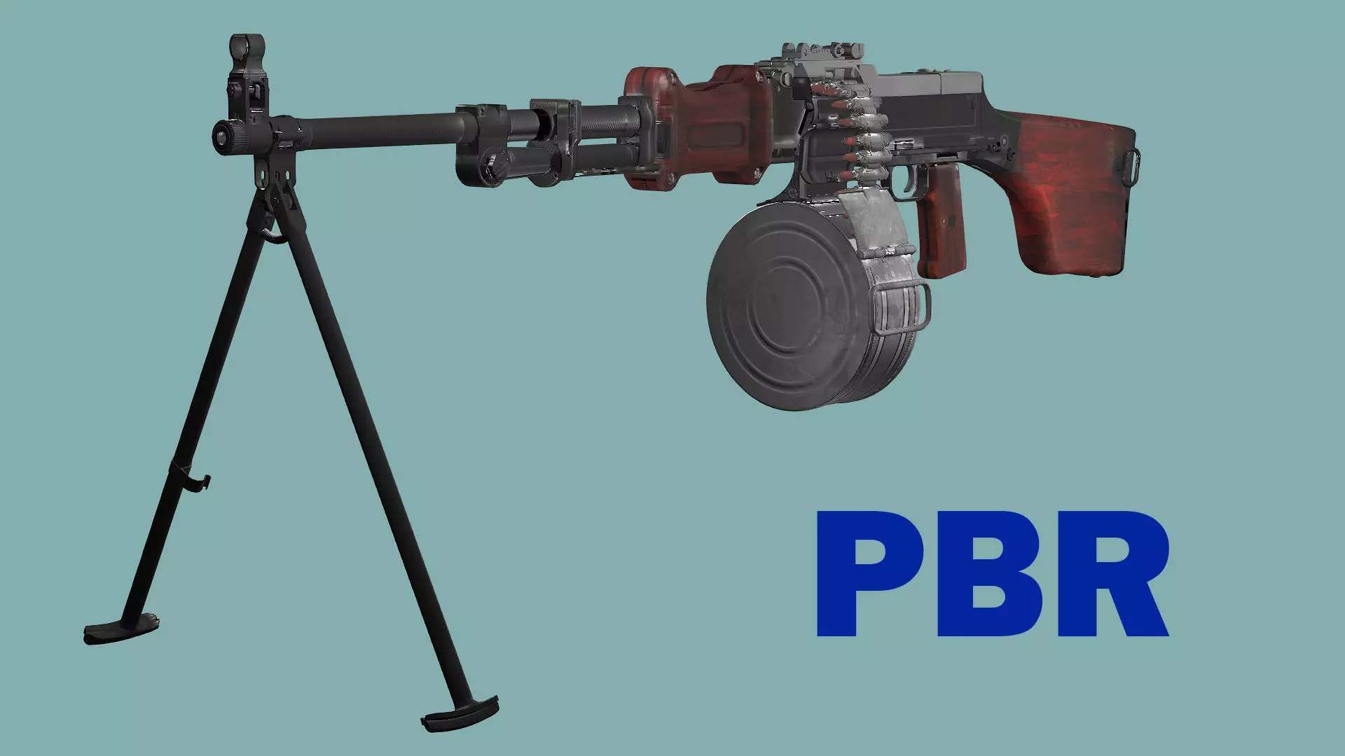 RPD Light Game Ready Machine Gun Low-poly 3D Model Low-poly 3D model_0