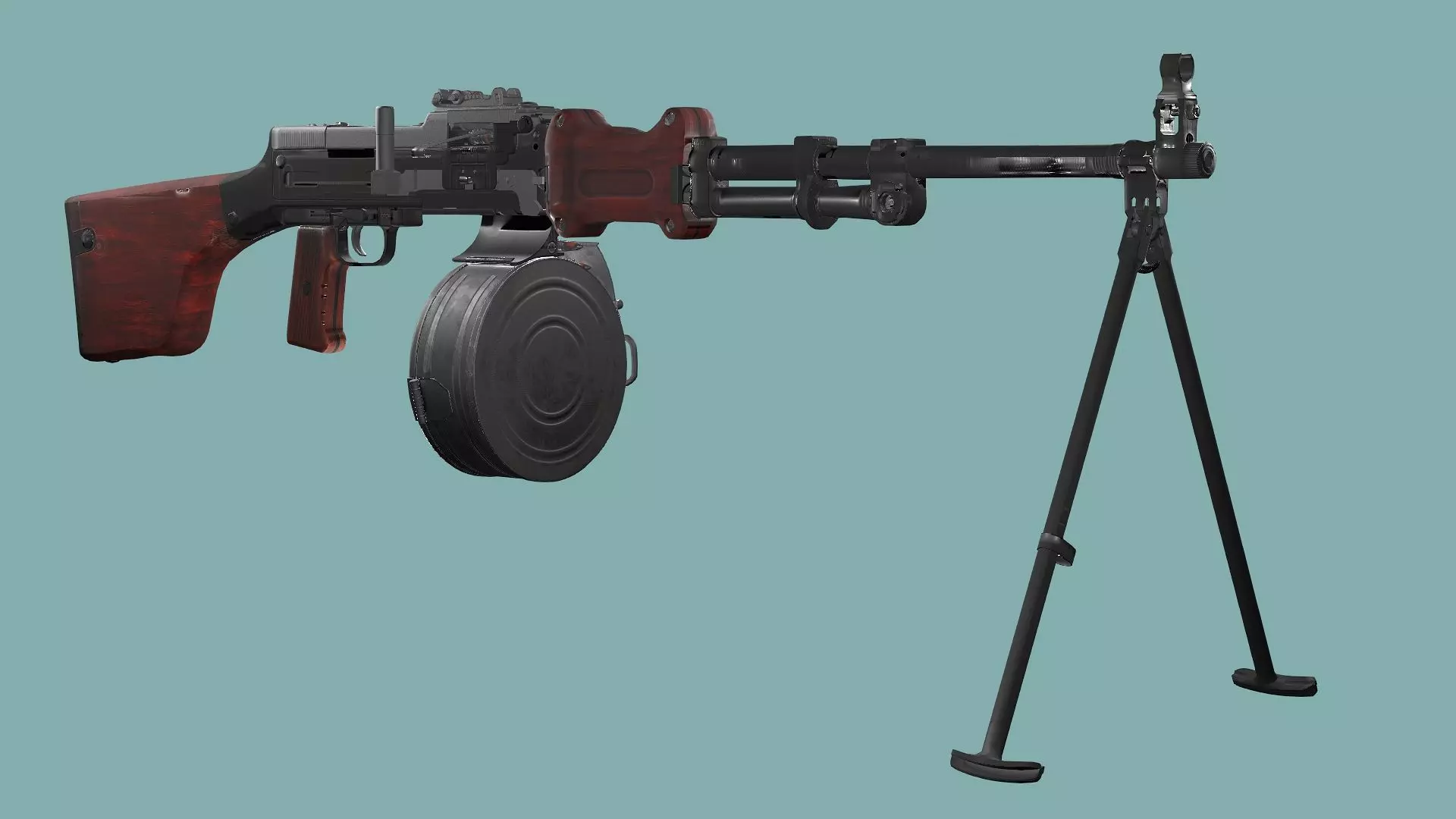 RPD Light Game Ready Machine Gun Low-poly 3D Model Low-poly 3D model_1