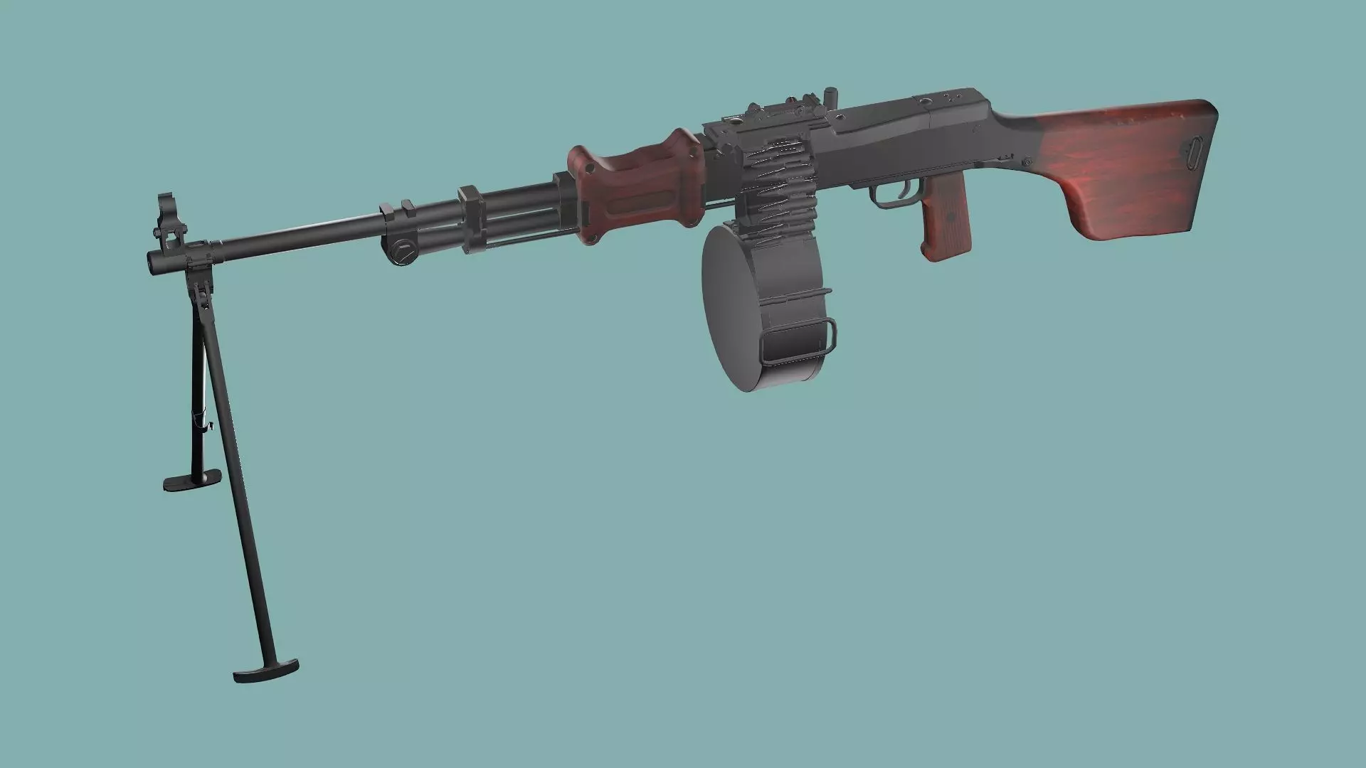 RPD Light Game Ready Machine Gun Low-poly 3D Model Low-poly 3D model_7