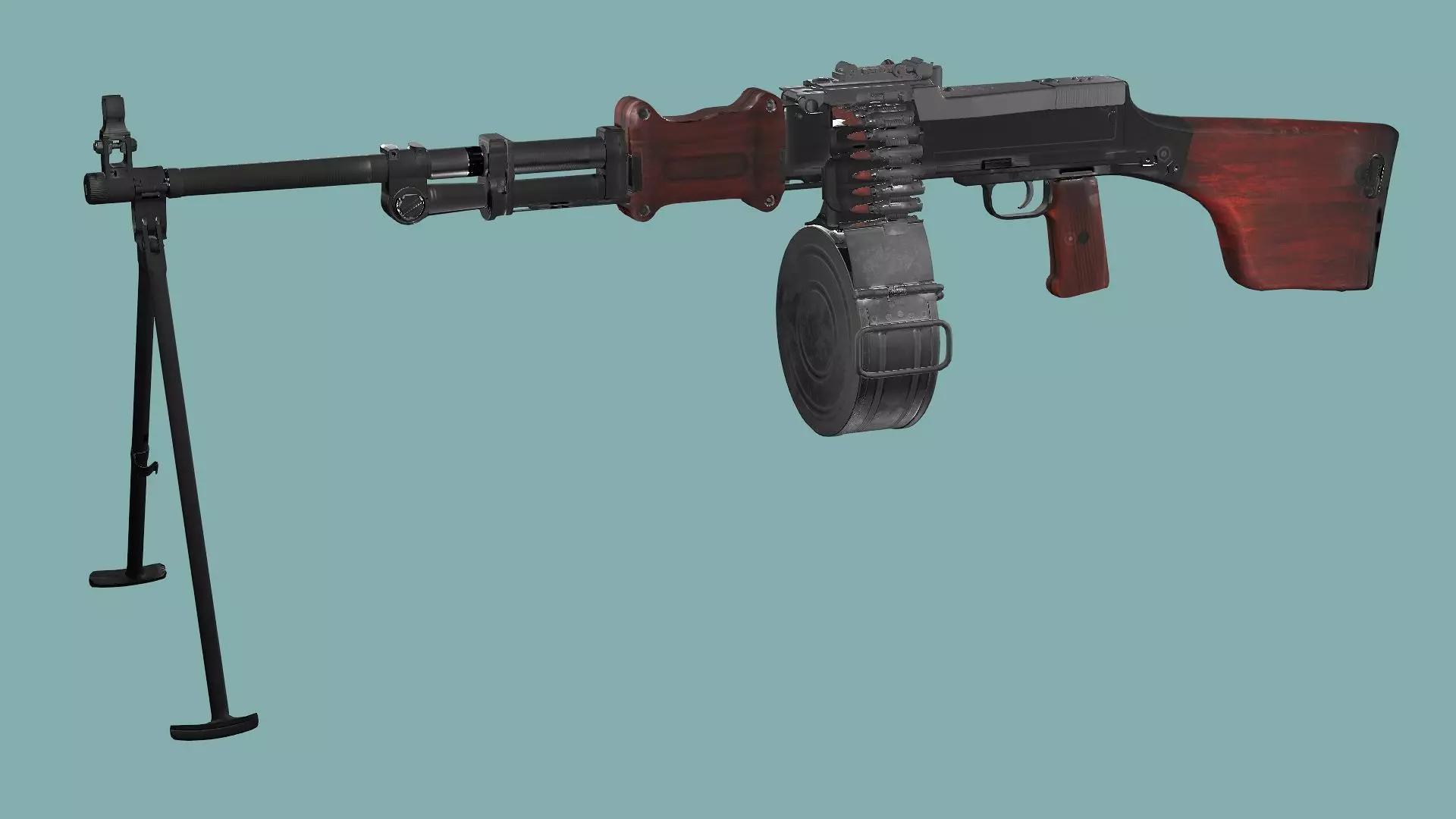 RPD Light Game Ready Machine Gun Low-poly 3D Model Low-poly 3D model_6