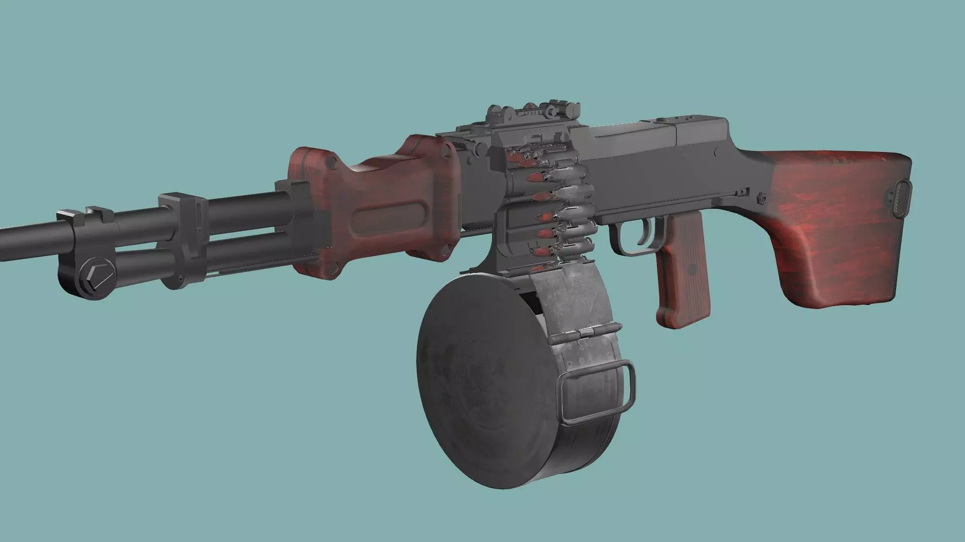 RPD Light Game Ready Machine Gun Low-poly 3D Model Low-poly 3D model_4