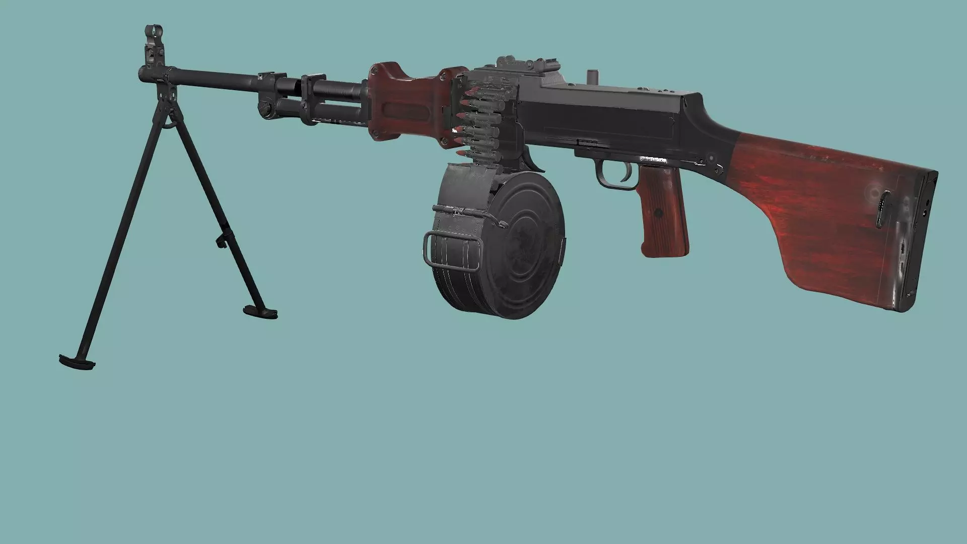 RPD Light Game Ready Machine Gun Low-poly 3D Model Low-poly 3D model_2