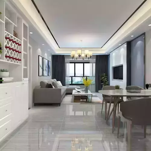 Living Room Design with Dining Set