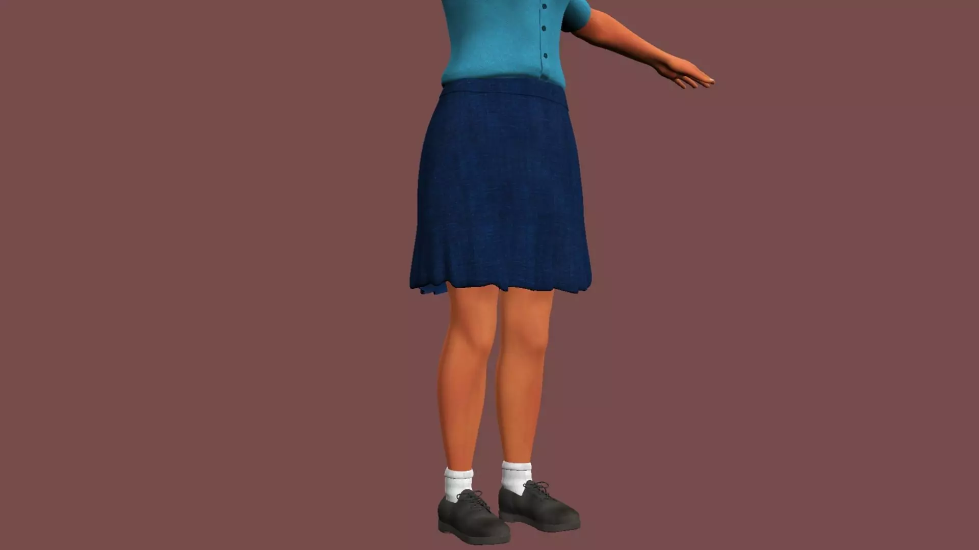 Female Student Rigged and skinned with Blend shapes 3D model_5