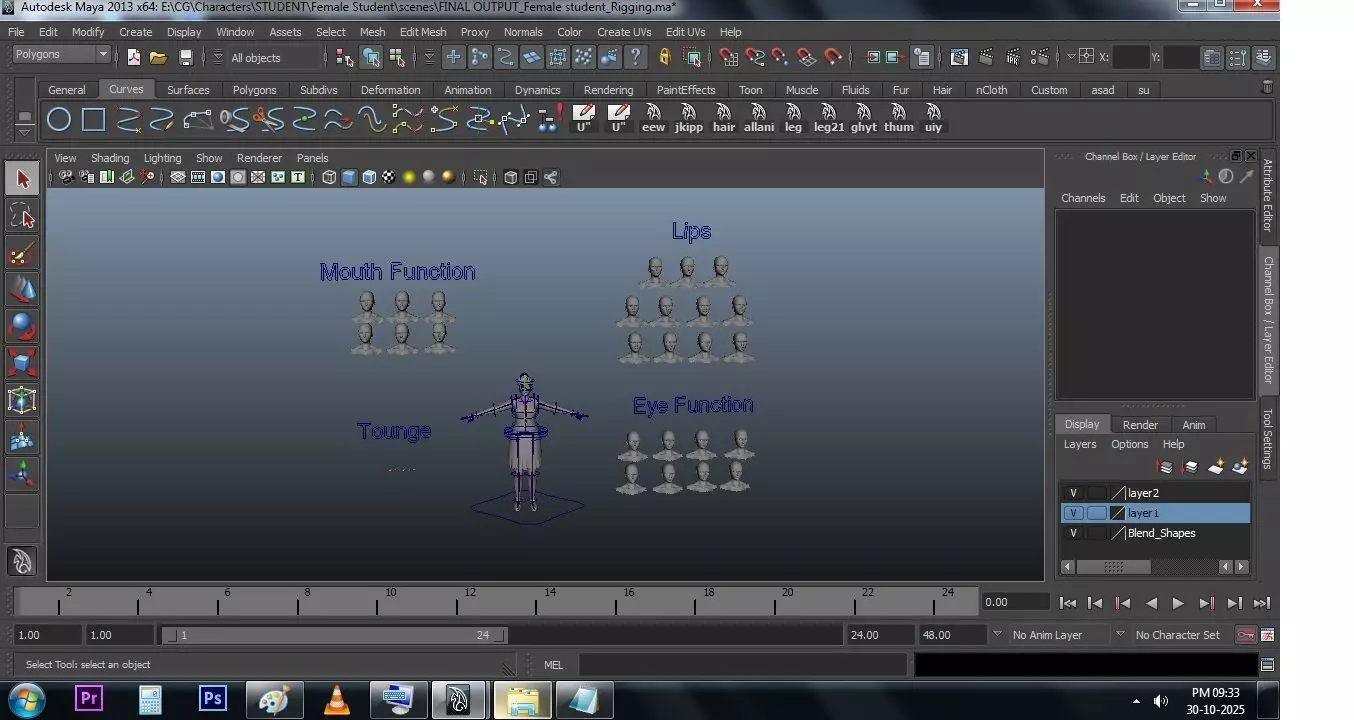 Female Student Rigged and skinned with Blend shapes 3D model_29