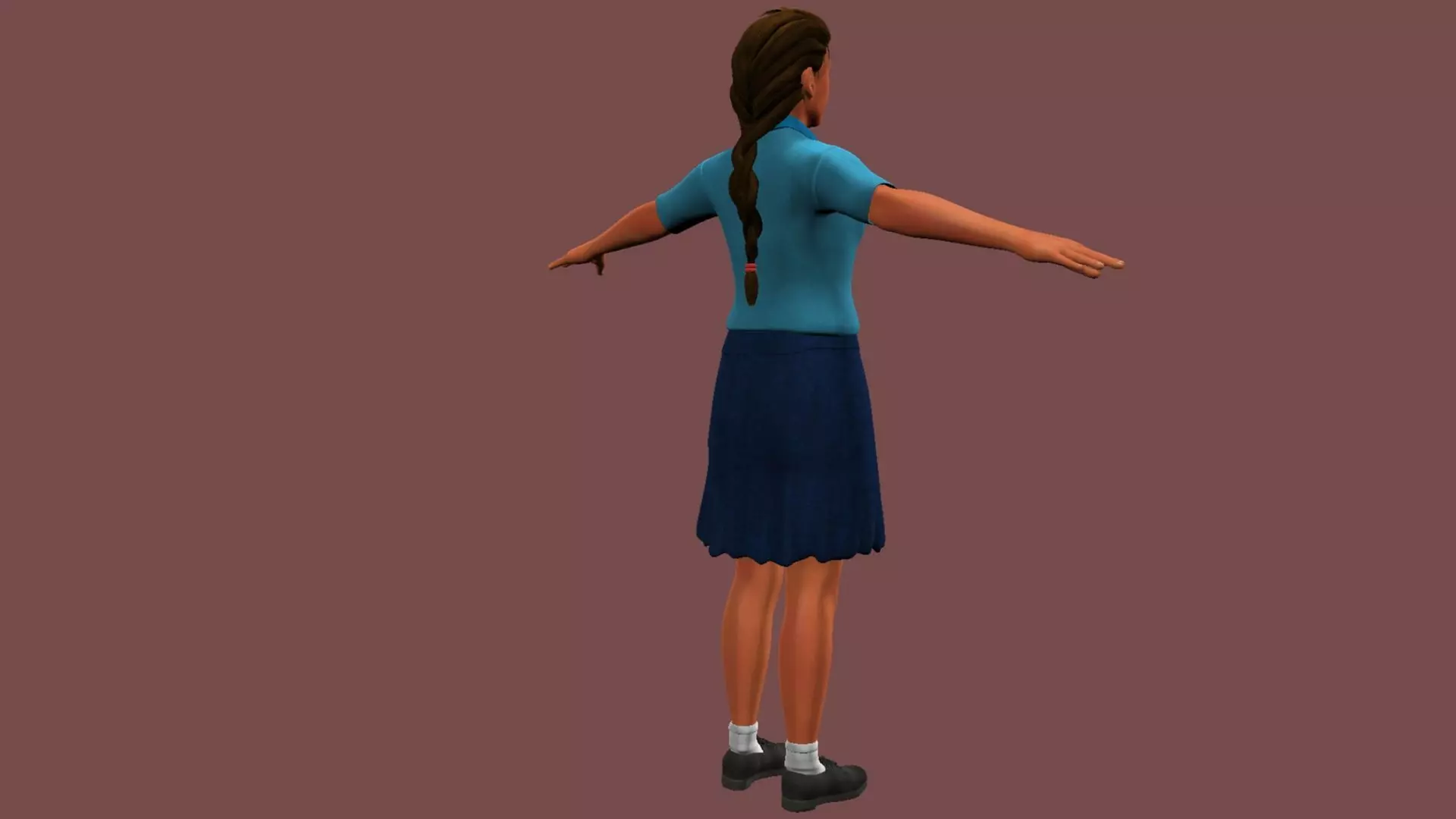 Female Student Rigged and skinned with Blend shapes 3D model_30