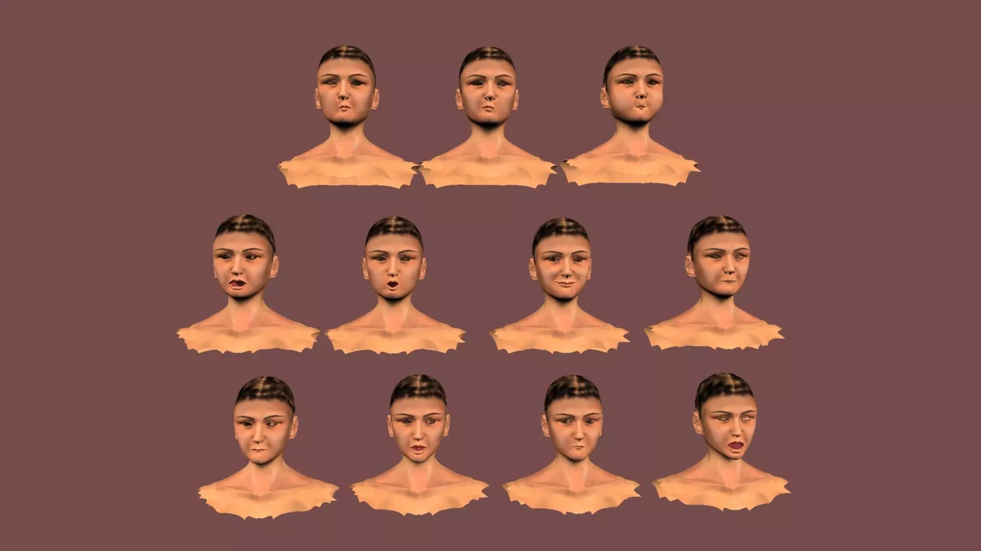 Female Student Rigged and skinned with Blend shapes 3D model_14