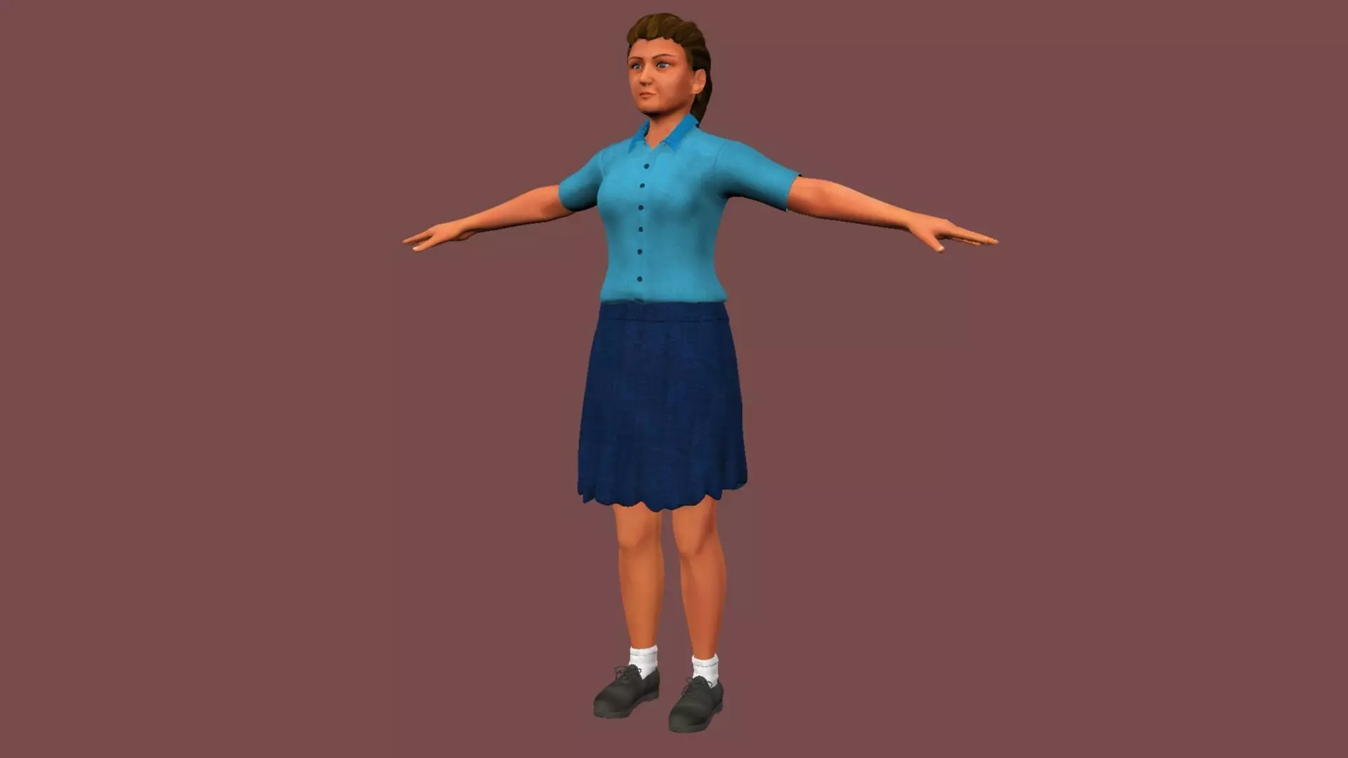 Female Student Rigged and skinned with Blend shapes 3D model_12