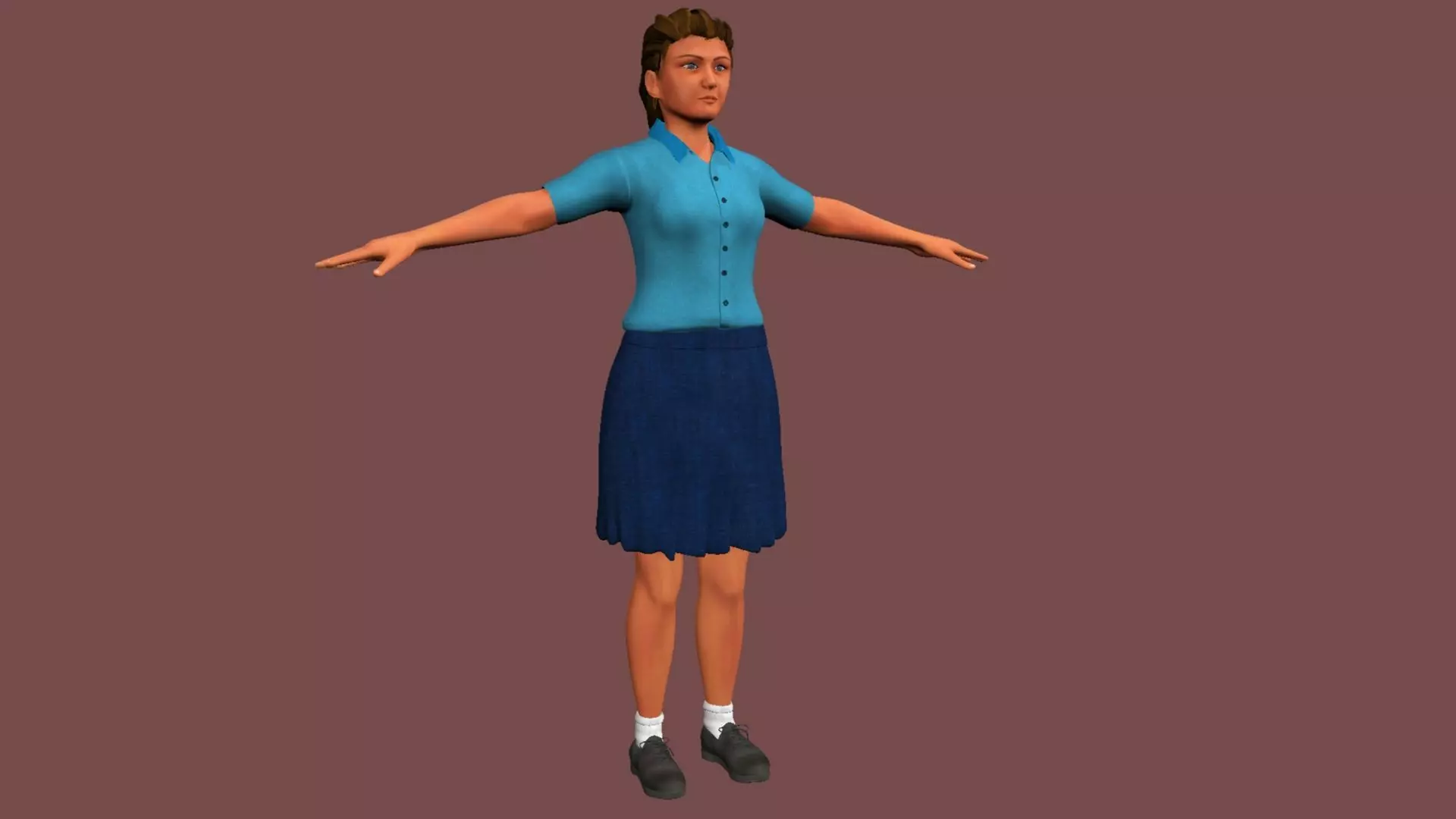 Female Student Rigged and skinned with Blend shapes 3D model_0