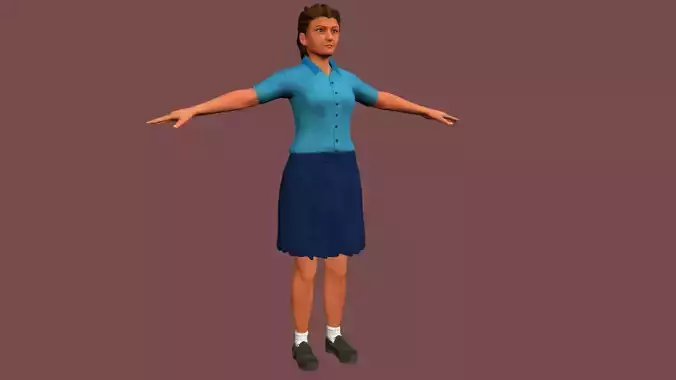 Female Student Rigged and skinned with Blend shapes 3D model Female Student Rigged and skinned with Blend shapes 3D model