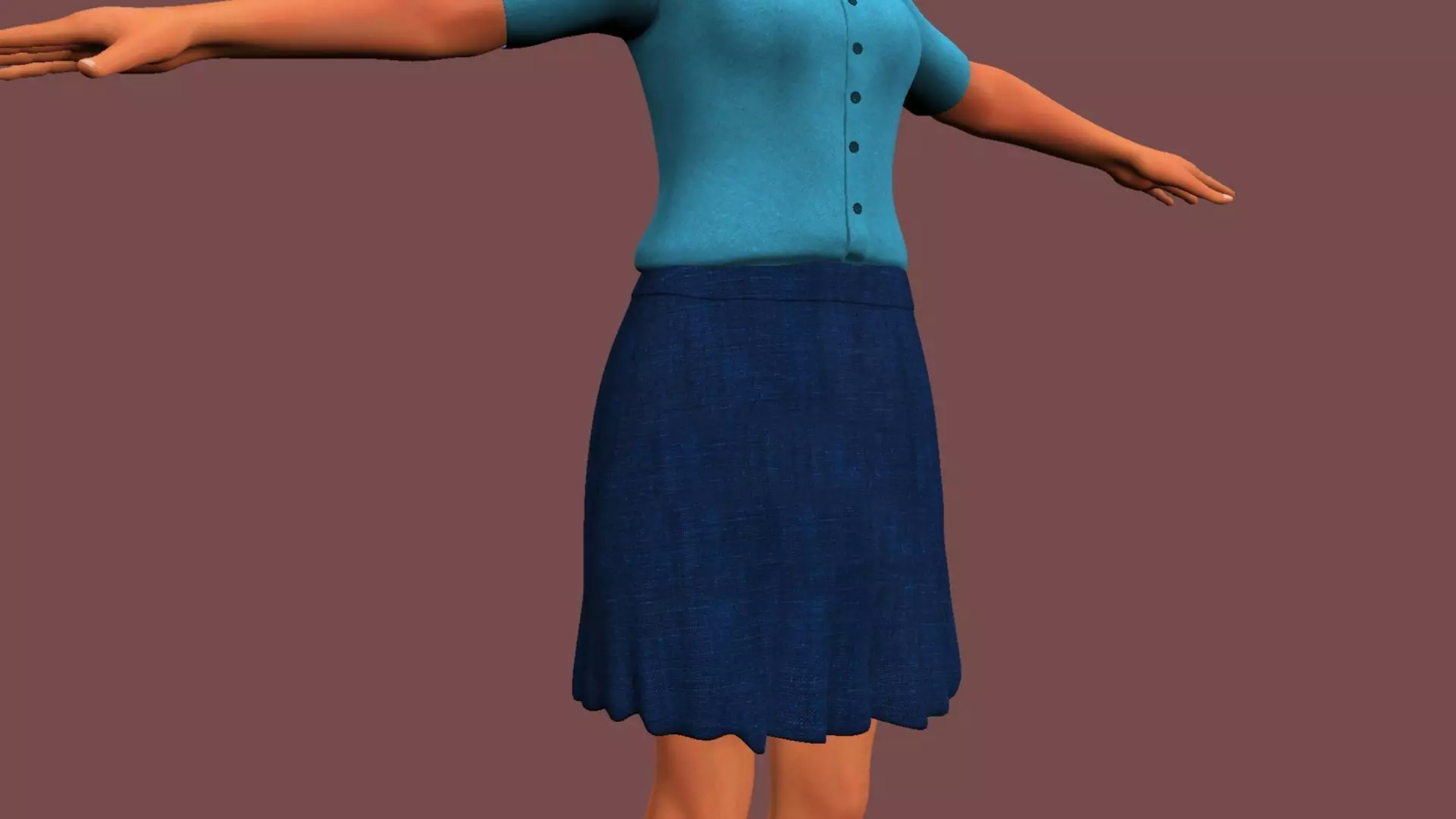 Female Student Rigged and skinned with Blend shapes 3D model_35