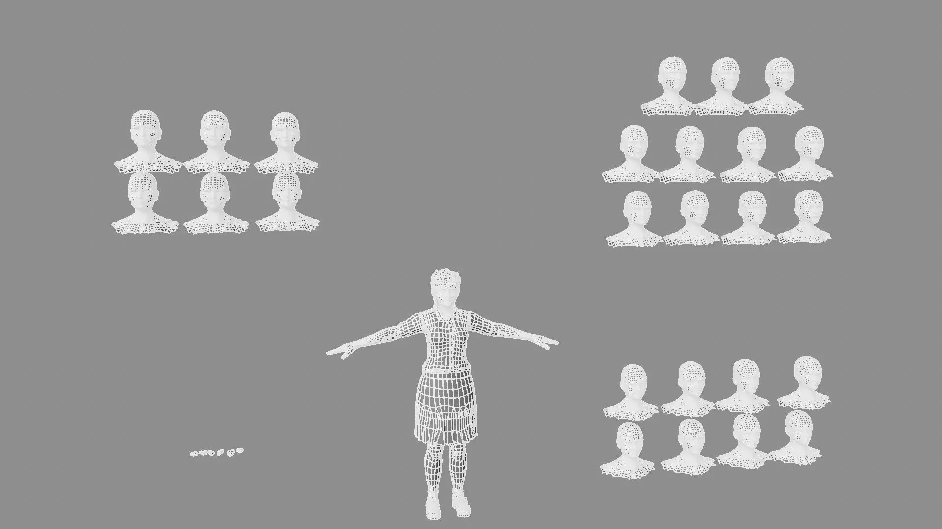 Female Student Rigged and skinned with Blend shapes 3D model_15