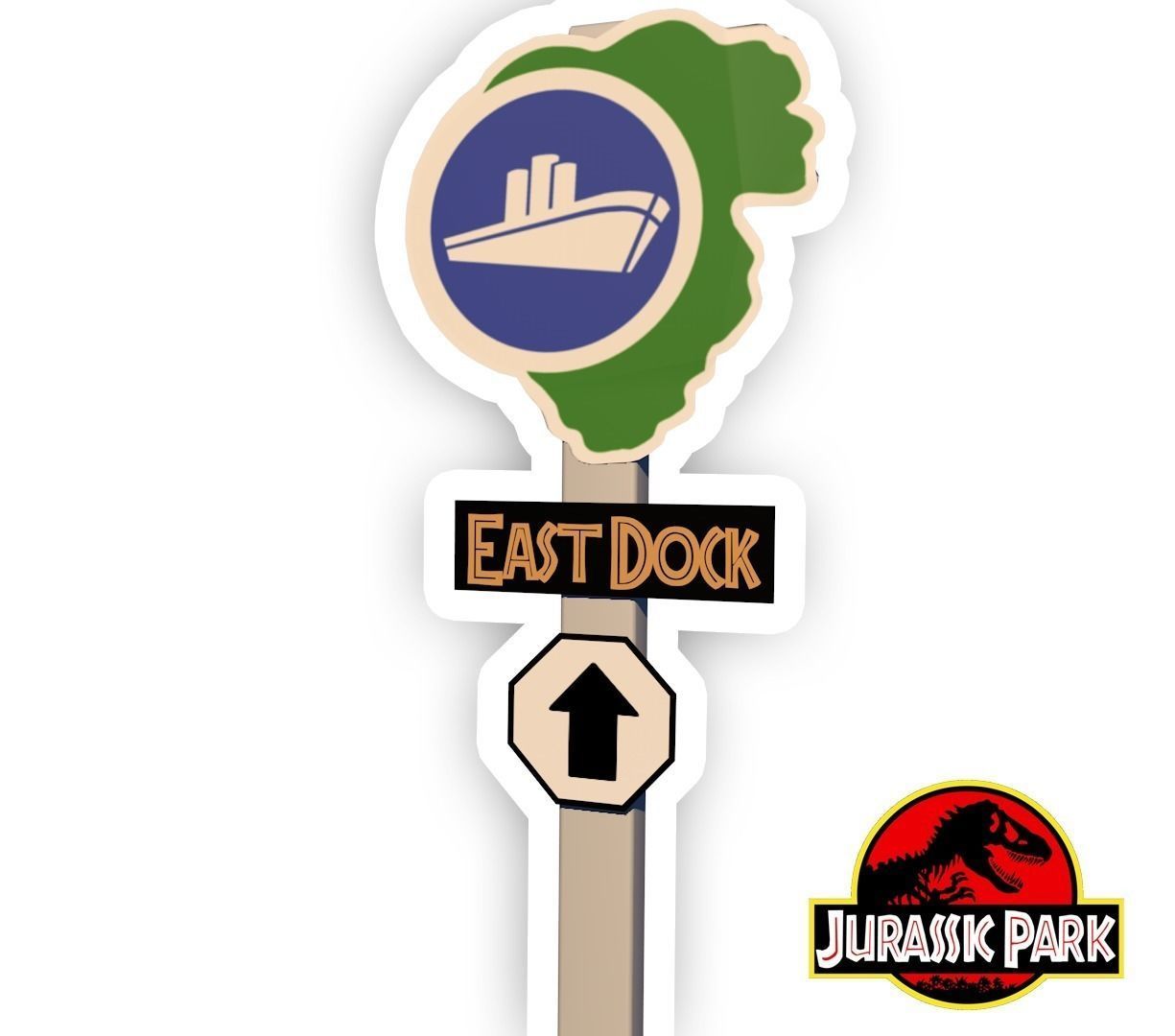East Dock sign from Jurassic Park Free 3D model