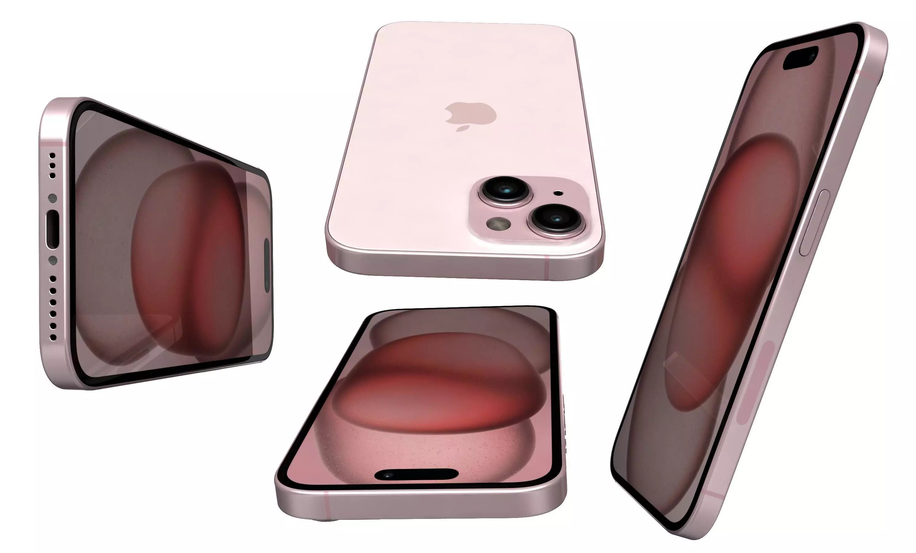 Apple iPhone 15 Pink High Poly 3D model_7