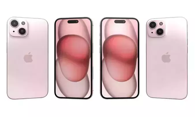 Apple iPhone 15 Pink High Poly 3D model Apple iPhone 15 Pink High Poly 3D model