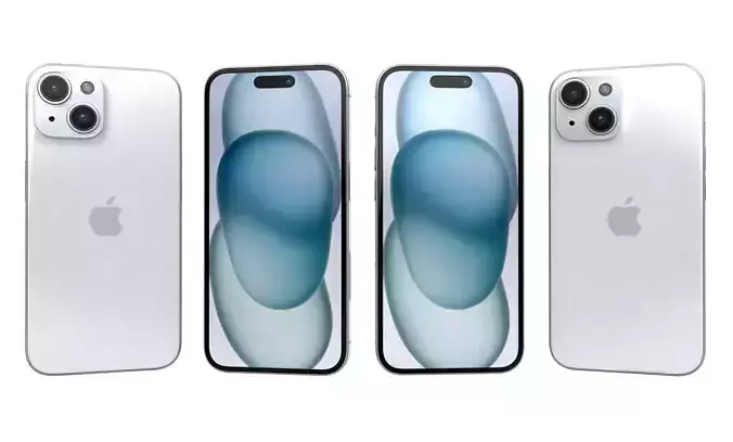 Apple iPhone 15 White High Poly 3D model Apple iPhone 15 White High Poly 3D model