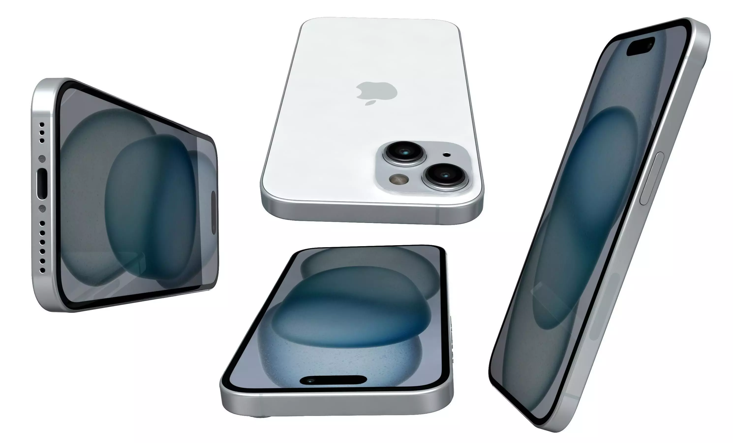Apple iPhone 15 White High Poly 3D model_7