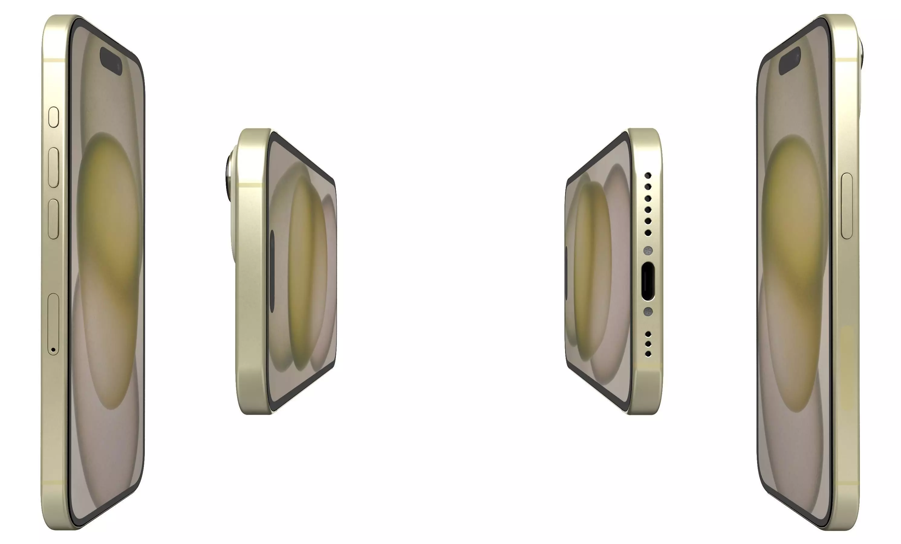 Apple iPhone 15 Yellow High Poly 3D model_2