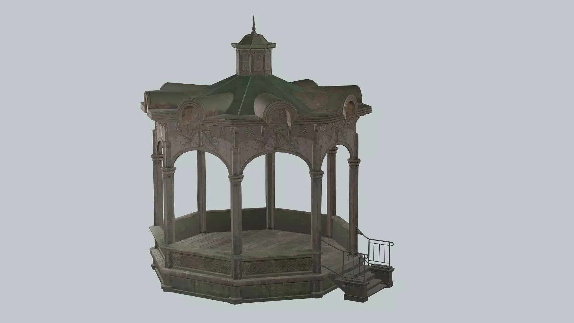 Solomonic Inspired Monument Gazebo In Park Low-Poly 3D model Low-poly 3D model_4