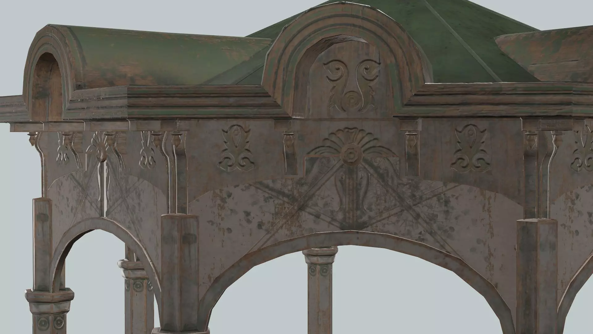 Solomonic Inspired Monument Gazebo In Park Low-Poly 3D model Low-poly 3D model_7