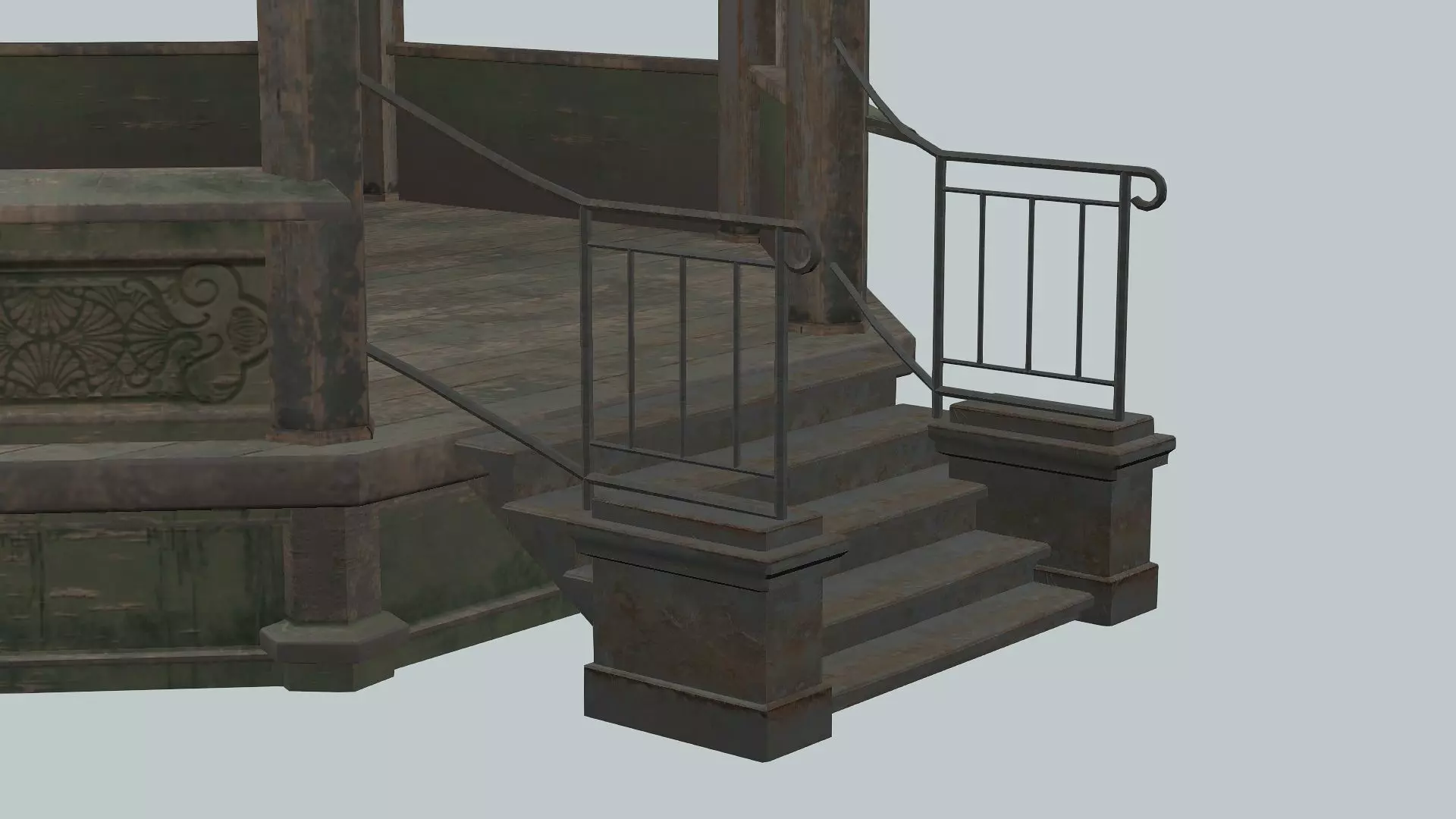 Solomonic Inspired Monument Gazebo In Park Low-Poly 3D model Low-poly 3D model_8